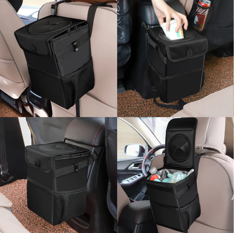 Premium Foldable Car Trash Can & Organizer - Waterproof, Leakproof, and Hangable